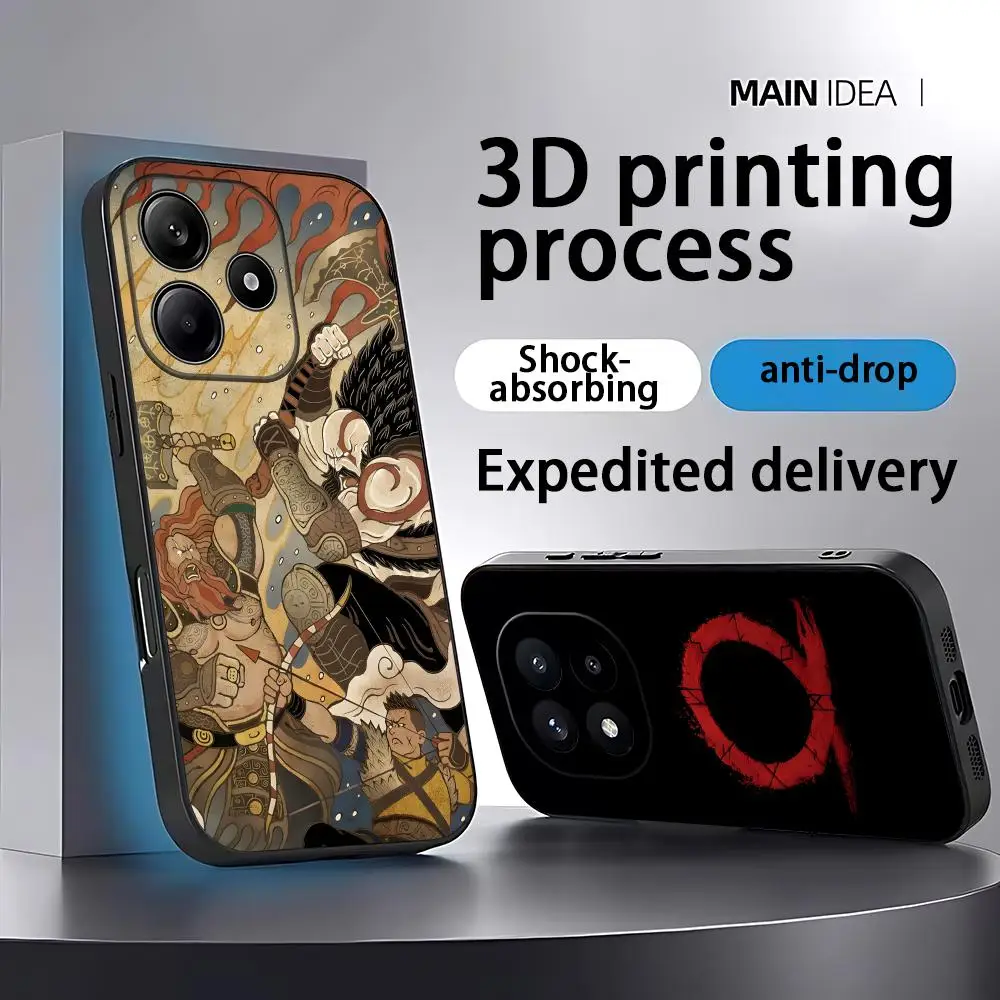 Coque de téléphone God Of War pour Xiaomi Redmi Note 15 14 13 12 11 Pro Plus S 5G 14C A3, coque de téléphone souple noire