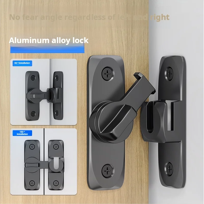 لا اللكم دبوس مزلاج الباب سبائك الألومنيوم قفل مشبك سطح تركيب الحمام قفل الباب المنزلق فندق مكافحة سرقة الباب Buckl