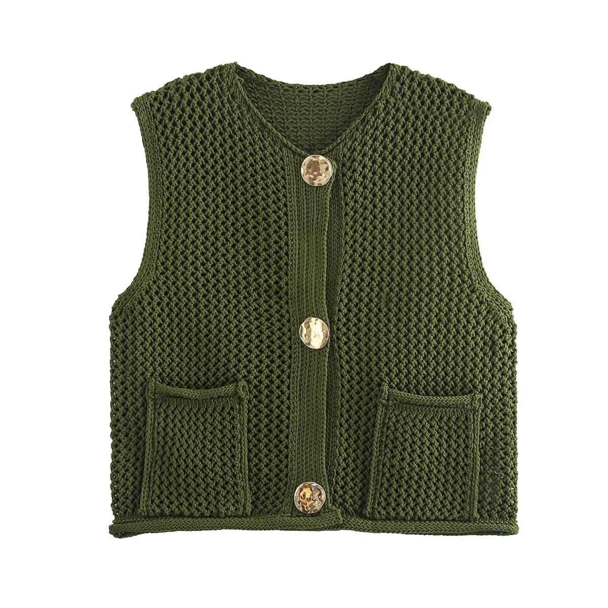 

14 Colors New In 2025 Spring Autumn Streetwear Sleeveless Sweater Vests Women Fashion Solid Color Knitted Cardigan Waistcoats