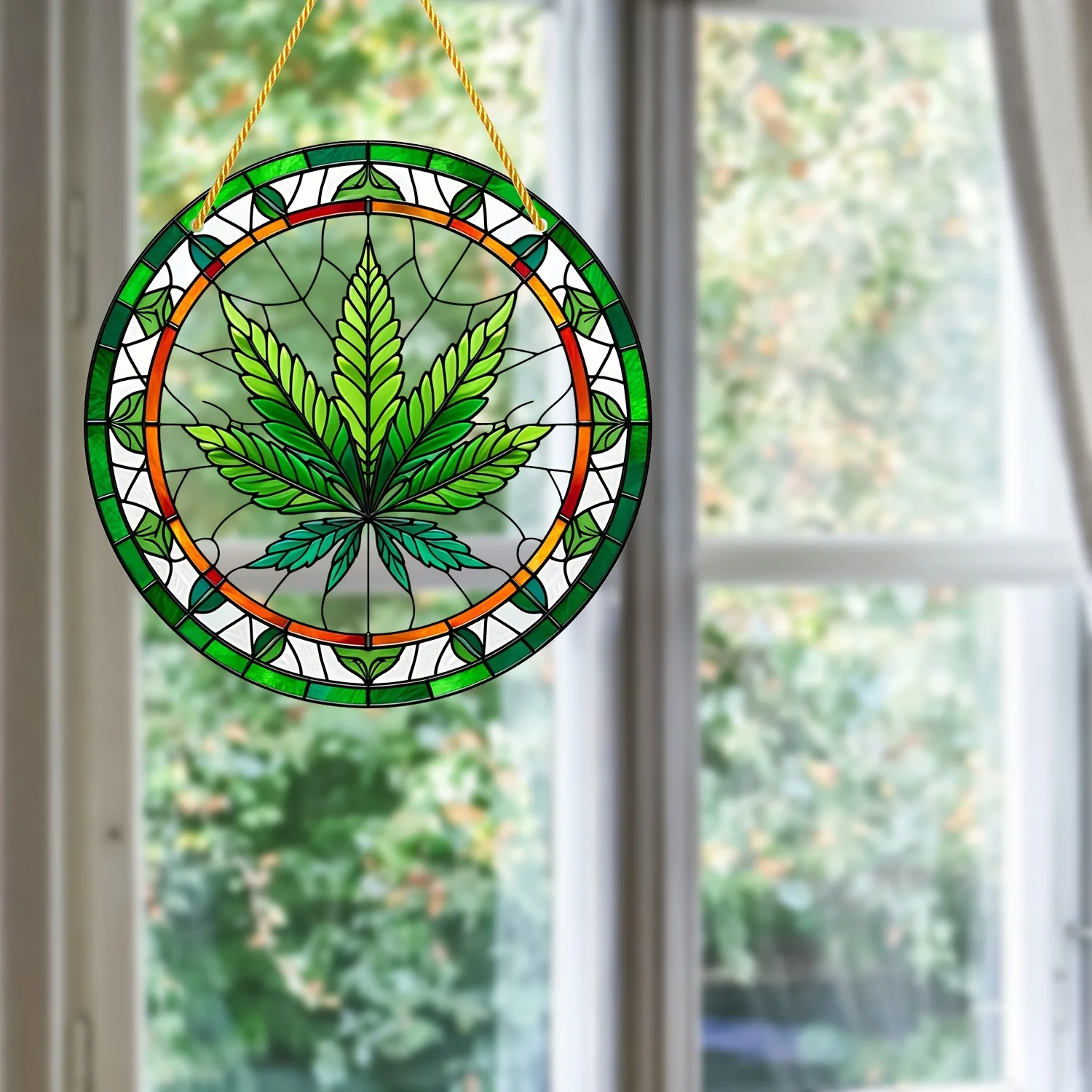 Boho-Chic Acrylic Weed Plant Sign-Stained Glass Style Window,Porch,Yard,Room,Sun Catcher For Home&Garden,Best Gift For Family