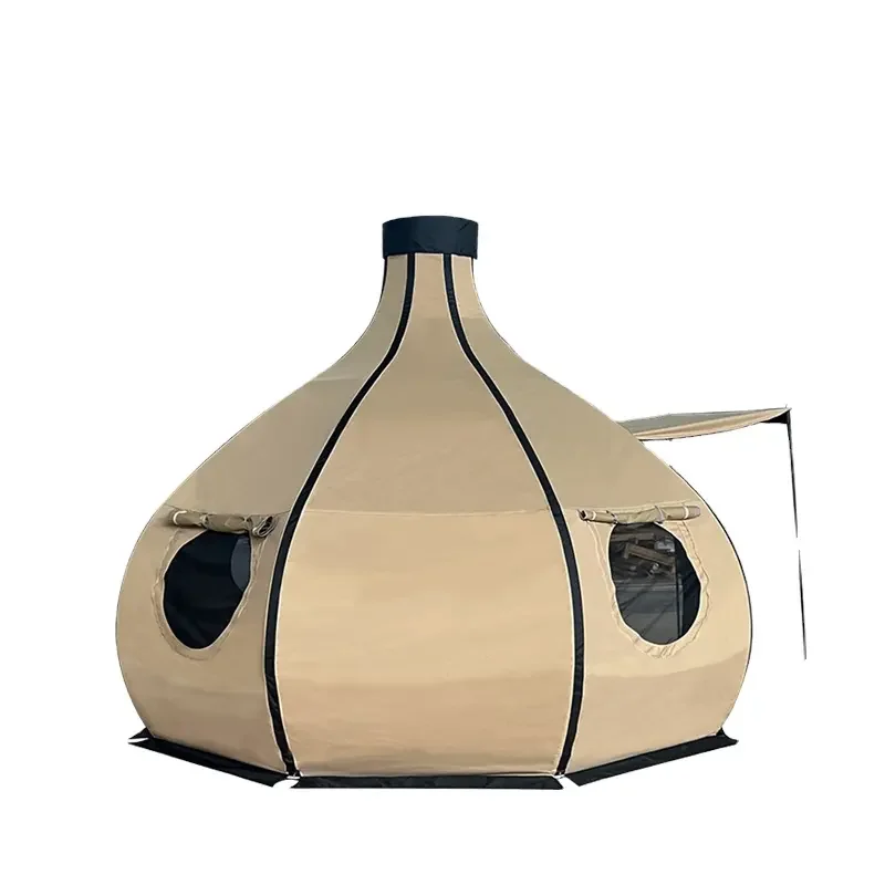 Professional Outdoor Luxury Safari Glamping Tent Waterproof Canvas with Lotus Onion Design Aluminum Pole for Hotel Parties