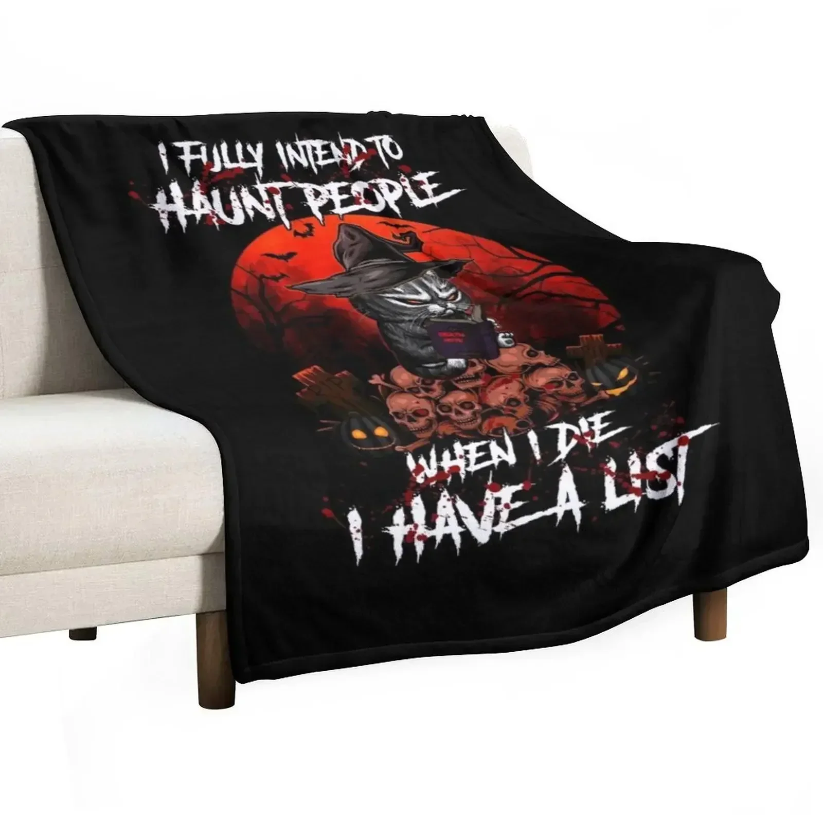 

I Fully Intend To Haunt People When I Die Halloween Throw Blanket manga Plaid Nap Summer Blankets