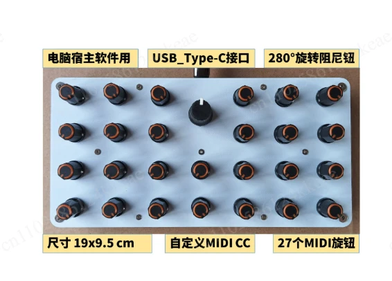 Custom CC Information USB-C Interface Music Host Software Controller 27 MIDI Knob