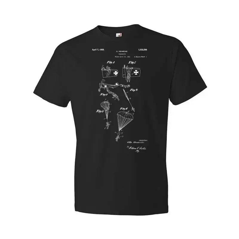 Ww1 Fighter Plane Parachute Patent T Shirt S For Him Her Pilot