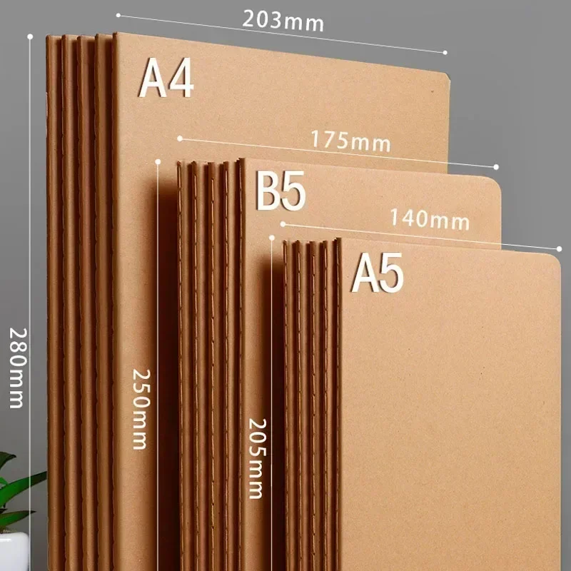 Notebook A5 Kraft Cover Vintage Diary Blank/grid/lined Stationery Planner Writing Paper for Students School Office Supplies