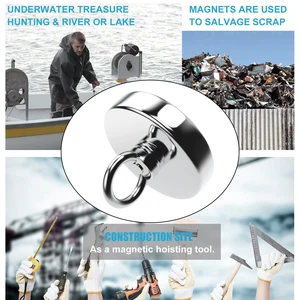 Ímã de salvamento n52, ímãs de pesquisa resistentes, ímã de neodímio forte, montagem de ímãs de pesca em mar profundo com anel de olhal 12 principais vendas imãs de pesca - №6