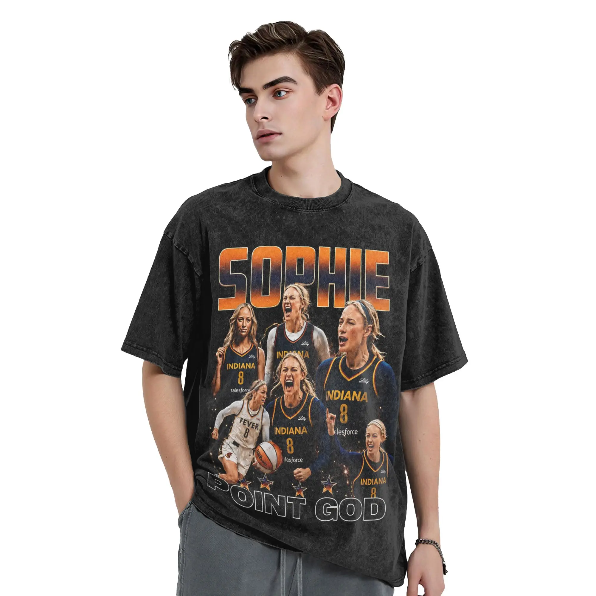 Sophia Cunningham Basketball Point God T Shirt Washed 100% Cotton Oversize T-Shirt  Novelty for Men Women Streetwear Summer Tees
