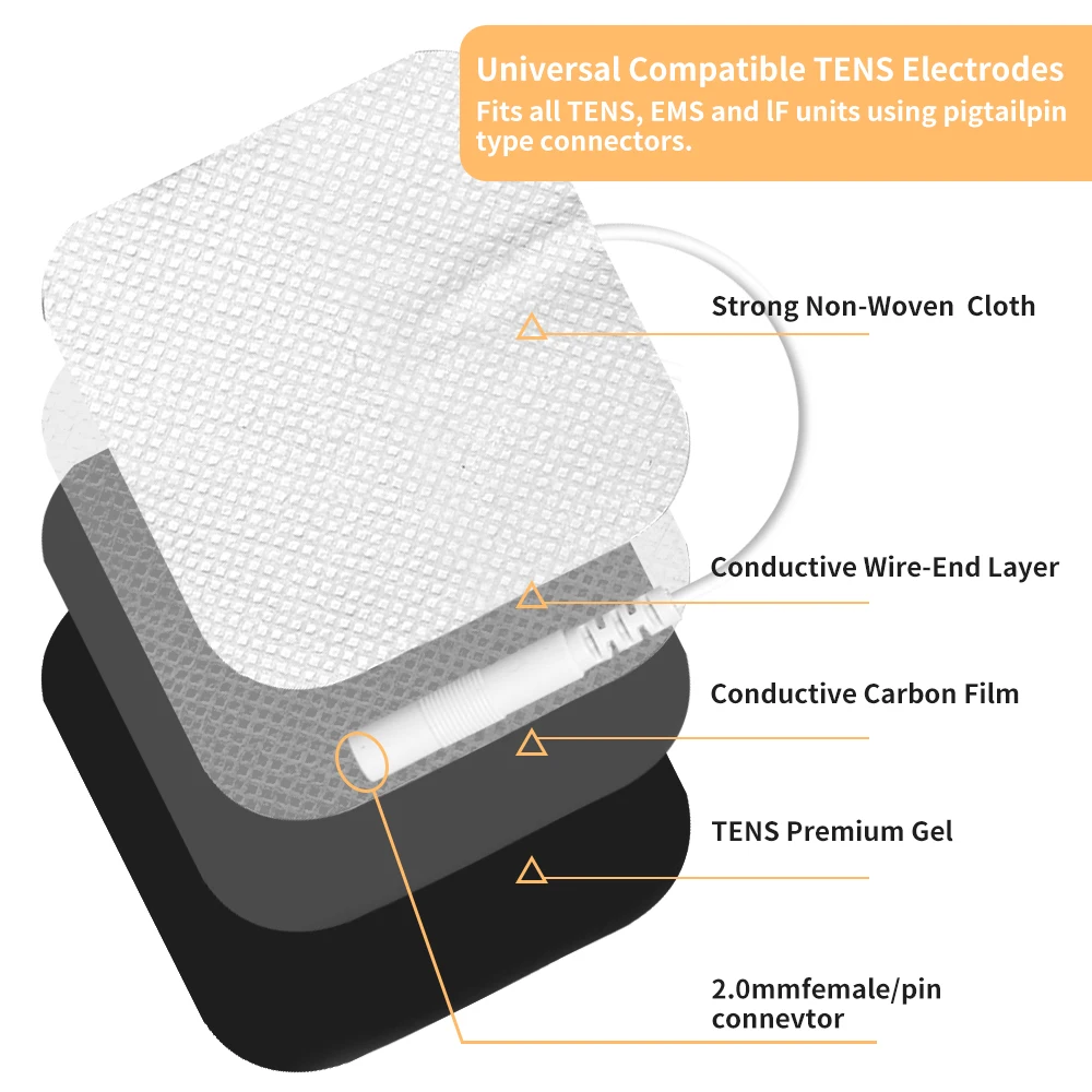 10/20/50/100P TENS Massager 4×4cm Electrode Pads 5×5cm Acupuncture Electrodes Patch For Pulse EMS Muscle Stimulator Sticker Gels