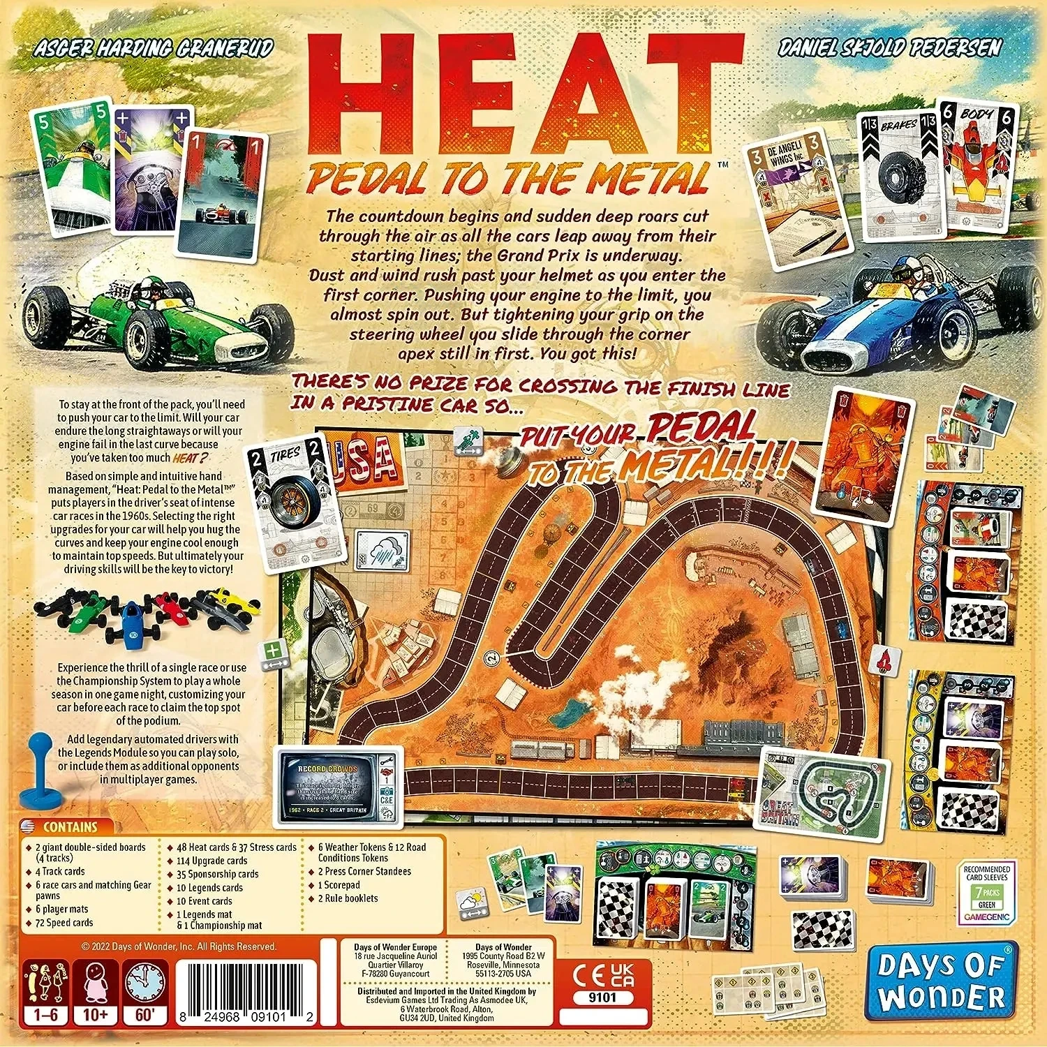 Days of Wonder | Heat: Pedal to the Metal | Racing Game | 1-6 Players | 60 Minutes Playing Time |Family Game for Kids and Adults