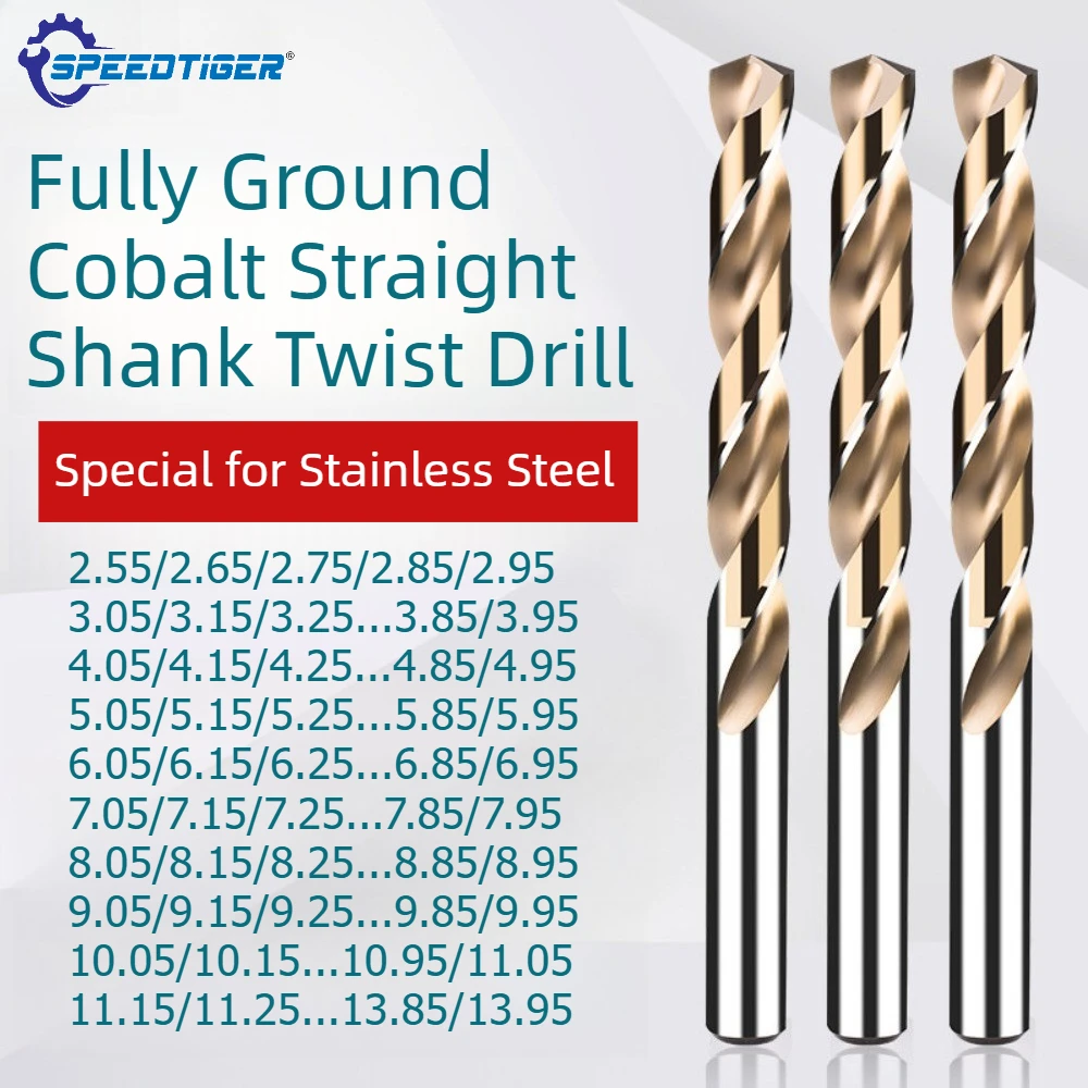 

M35 HSS Cobalt Twist Drill Bit Straight Shank Non-Standard Size 2.55 3.65 4.95 5.35-13.95mm for Stainless Steel Metal Drilling