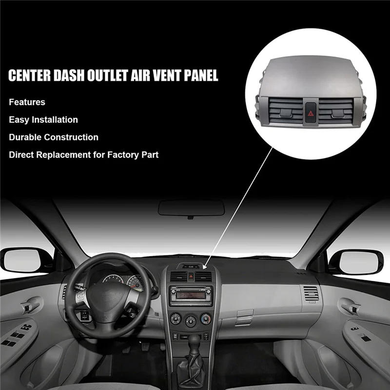 AEA7-Car Center Dash A/C منفذ تنفيس الهواء مع مفتاح الطوارئ لتويوتا كورولا 2008-2013 55670-02160 55663-02060