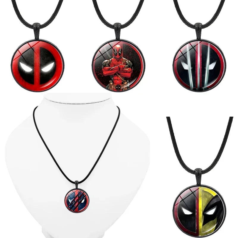 

New Deadpools 3 Pendant Black Rope Necklace Movie Figure Jewelry Boys Girls Creative Dressing Accessories Friends Birthday Gifts