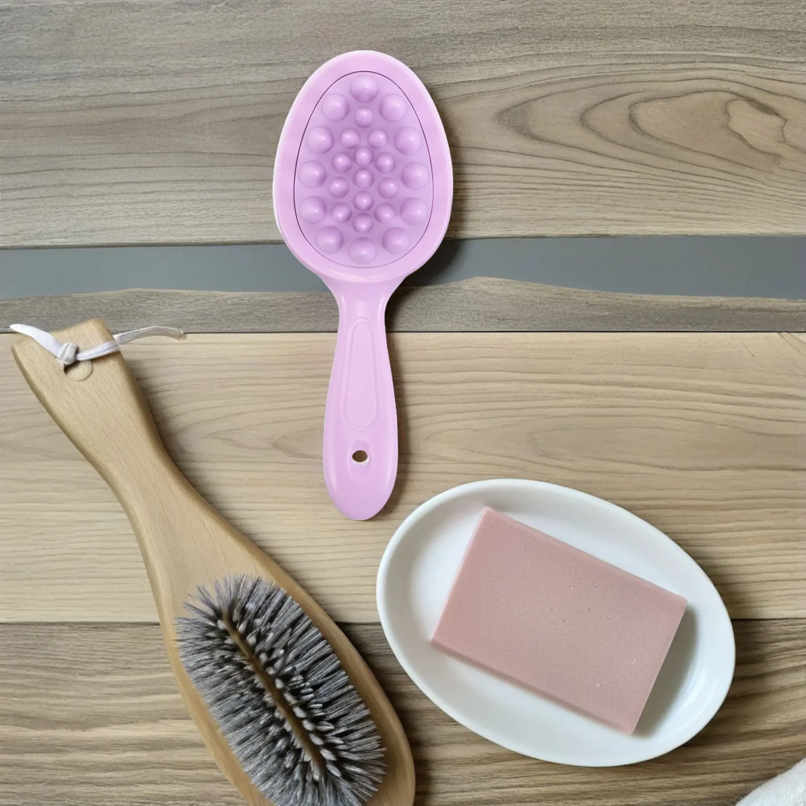 

Handle Shampoo Brush Double Sided Silicone Scalp Dual Tooth Hair Comb Bath Tool Back Cleaning Gentle Hair Scrubber