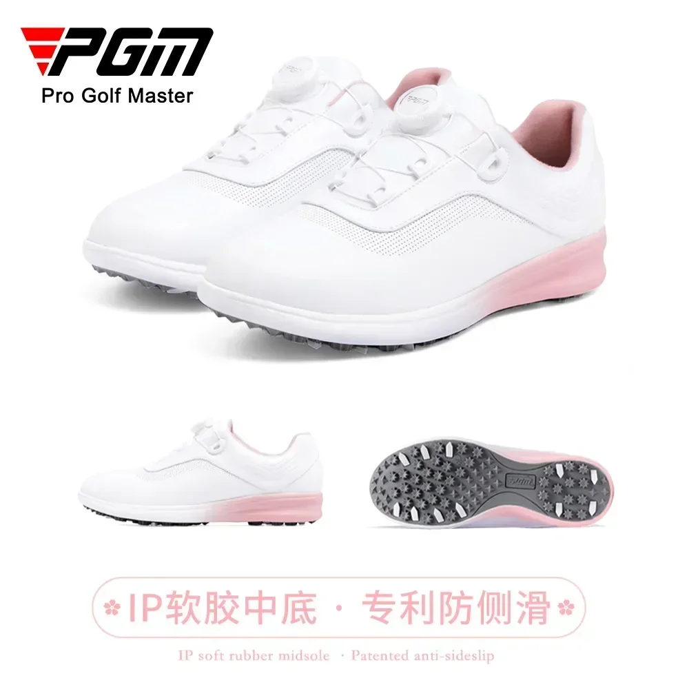 

new PGM Golf Shoes for Women Gradient Waterproof Ultra Fiber Anti Slip Lightweight Knob Comfortable and Comfortable Cushioning