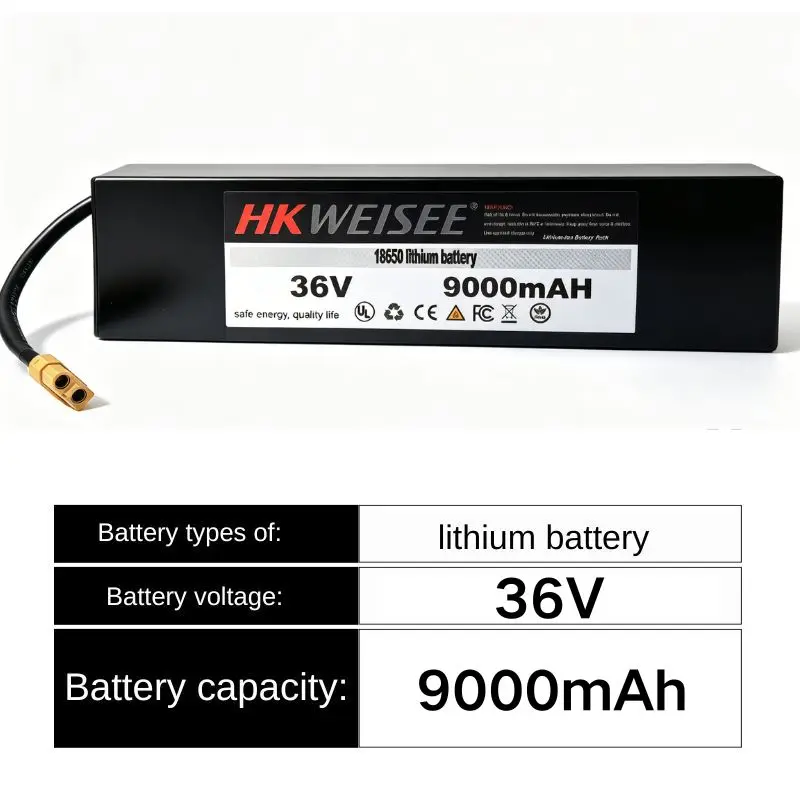 New 36V 9Ah 12Ah 10S3P 18650 Lithium Battery Pack, Suitable for Bike Motorcycle Vehicle DIY.