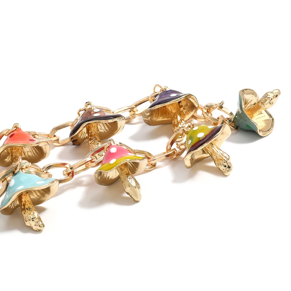 Creative Colorful Mushroom Necklace Charm 3D Agaric Pendant Jewelry for Women Girls Aesthetics Accessories Gifts