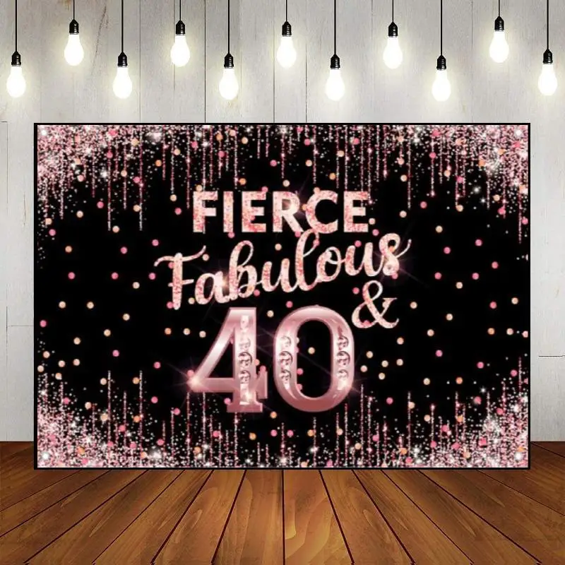 The Breath of Youth Background Happy 40th Birthday Photography Backdrop Banner Balloon Party Wall Photo Decoration Custom 40year