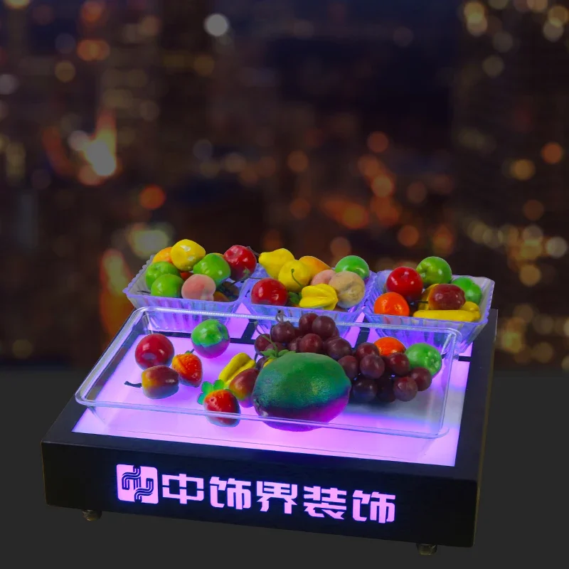 

LED Luminous Snack Plate Glow-in-the-Dark Fruit Tray Rechargeable Food Service Dish for Bar Nightclub Decorative Light-Up
