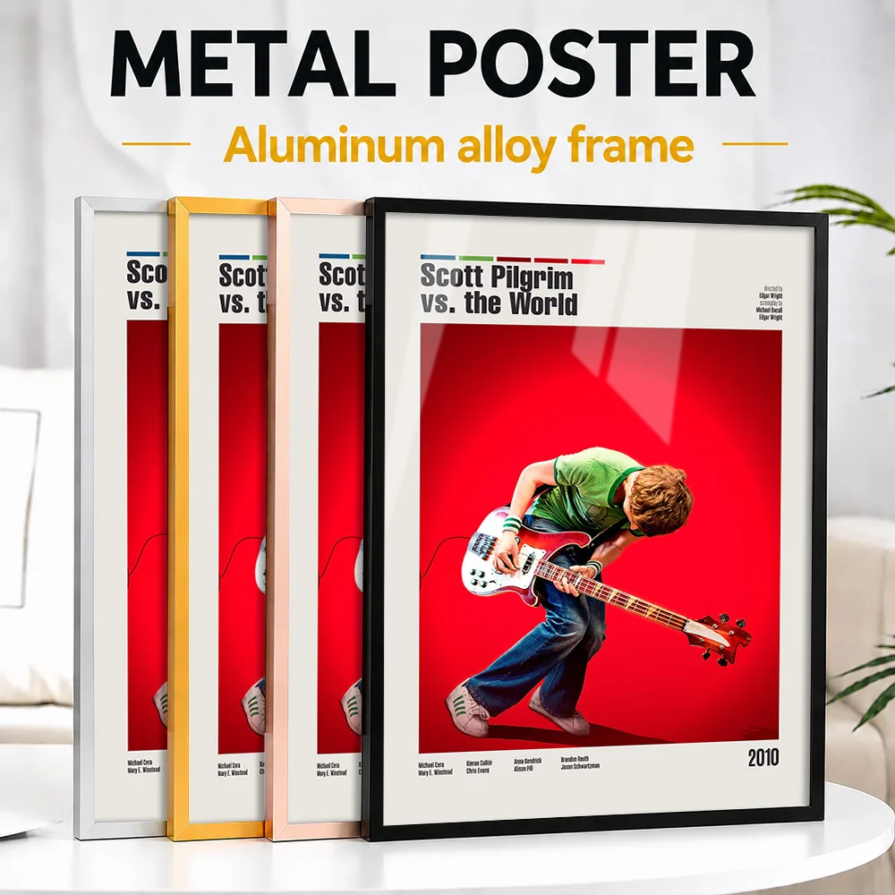 Scott Pilgrim Vs. The World Movie Framed Metal Poster Personalized Screen Tribute Wall Art Ideal For Theater Or Story Lovers