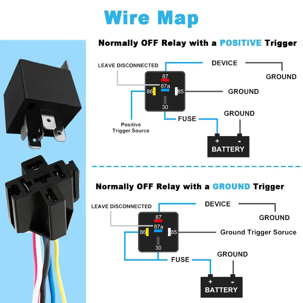 12 فولت 5pin 40A مرحل السيارة مع SPDT تسخير مآخذ الأسلاك الملونة للسيارات شاحنة فان دراجة نارية قارب مرحل مقاوم للماء