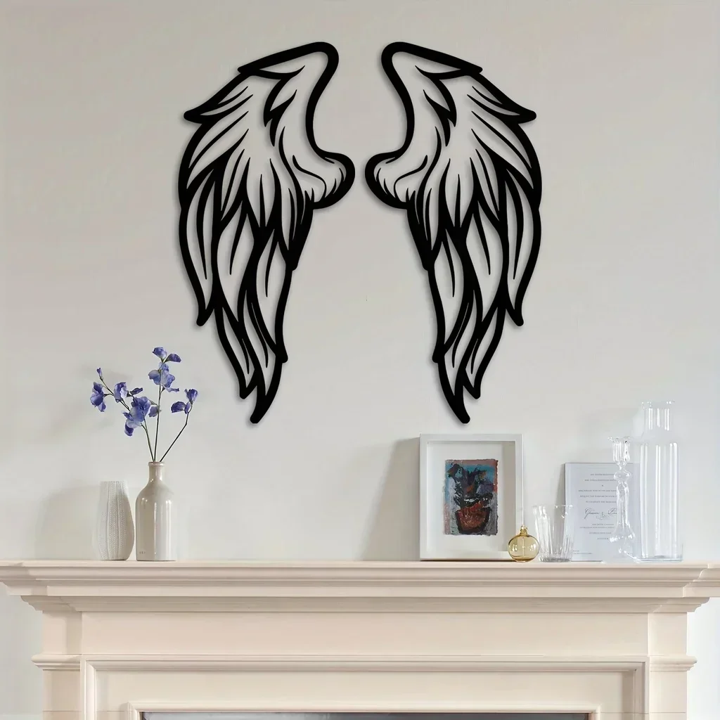 metal ironmetal wall decor1set/2pcs Large Metal Angel Wings Wall Sculpture Decoration Indoor Outdoor Decor Home Bedroom Living R