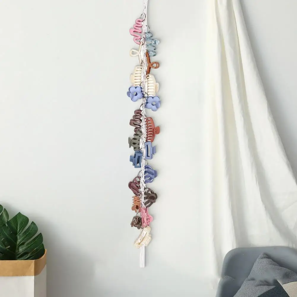 Wall-mounted Hair Accessory Holder Hair Claw Clip Organizer Hair Clip Organizer with Metal Rings Braided for Wall for Women