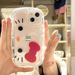 Kawaii Sanurgente Hello Kitty Coque souple conviviale rée transparente pour téléphone portable, coque mignonne pour iPhone 13, 14, 11, Xs, 12, 12P