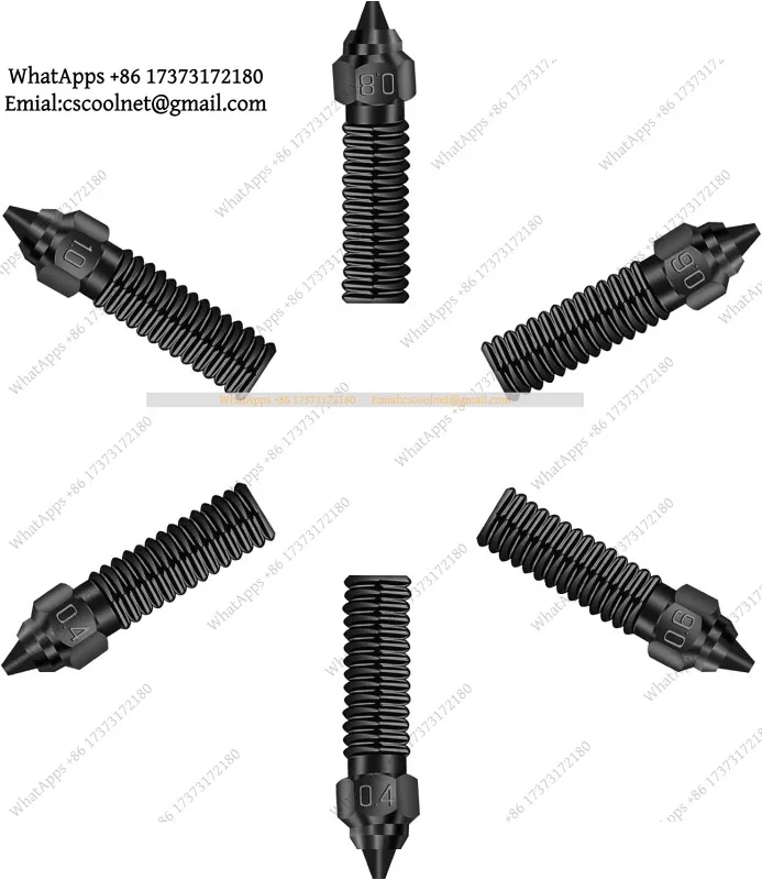 JS01 6Pcs Hardened Steel High Flow Nozzles 0.4/0.6/0.8/1mm 3D Printer Extruder Parts Tool Accessories