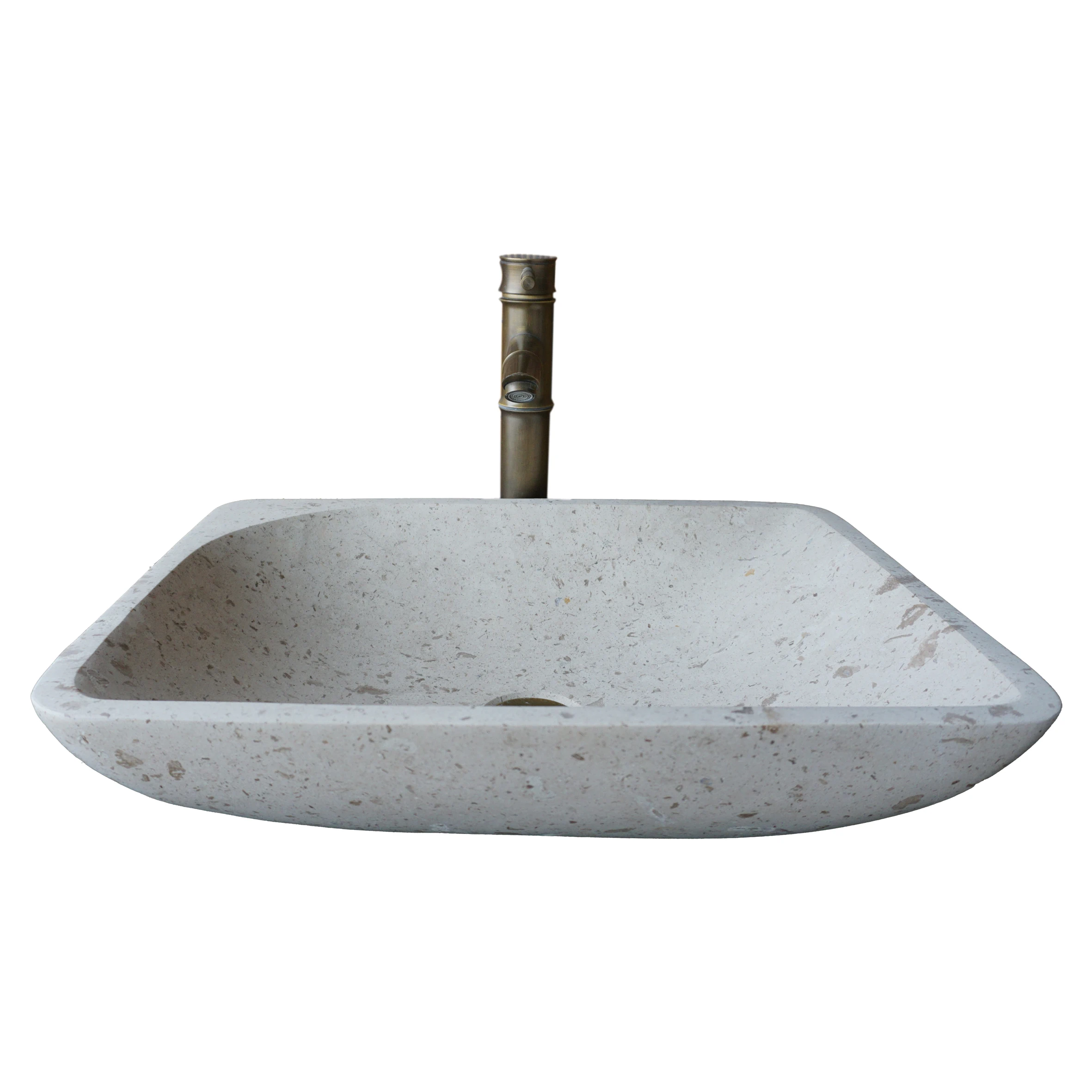 حوض غسيل رخامي بنمط بقعة مستطيلة باللون الأبيض الطبيعي، حوض حديقة المزرعة الجانبية