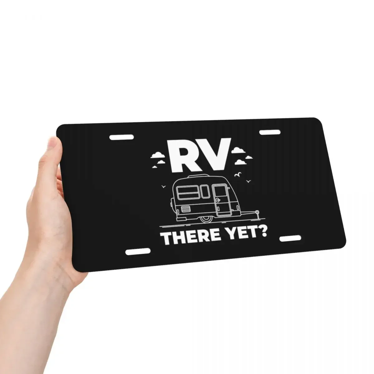 RV There Yet License Plate Cover Camping Camper Aluminum Metal Funny Decorative Car Front License Plate Vanity Tag 6 X 12 Inch