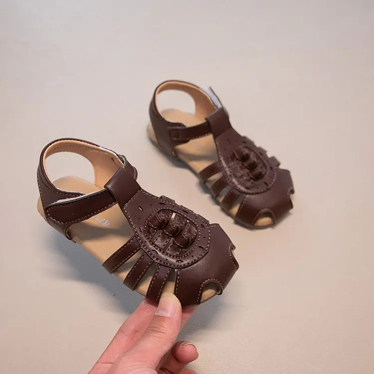 Children Closed Toe Summer Sandals New Hollow-out Boys Girls Flat Shoes Breathable Kids Beach Gladiator Sandals School Non-slip