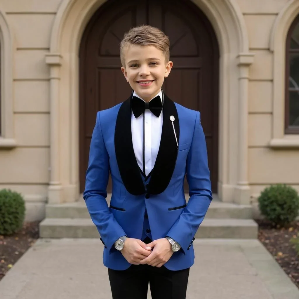 

Boys Suit Formal 3 Pieces Jacket with Pants Vest Black Lapel Event Wedding Kids Tuxedo Custom Made Child Suit for 2-16 Years Old