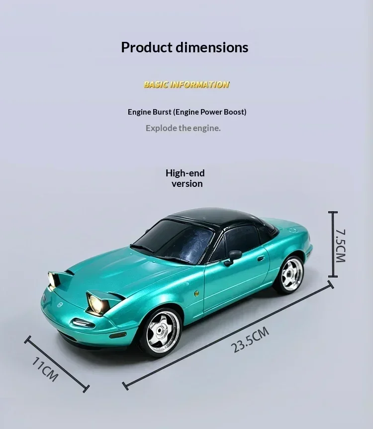 LDRC Upgraded LD1804 1:18 MX-5 RWD RC Drift Car Gyro Stabilization LED Headlight Funny Tongue 2.4G Remote Control Toy Car Gift