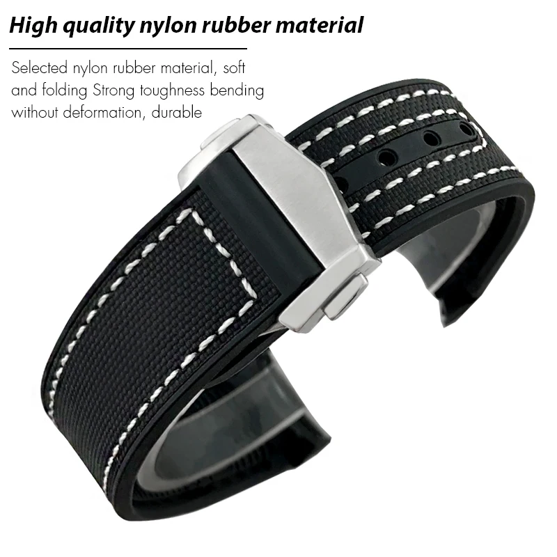 19 مللي متر 20 مللي متر 21 مللي متر 22 مللي متر عالية الجودة النايلون ساعة مطاطية الفرقة ل أوميغا Speedmaster Moonwatch ساماستر وأشار للطي مشبك حزام