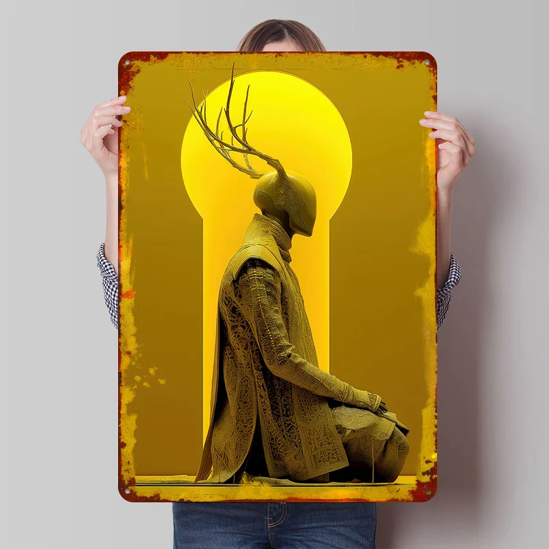 The Watcher At the Threshold Metal Poster Customized Wall Art Retro Vintage Tinplate Signs for Room Decorations Bar Accessories