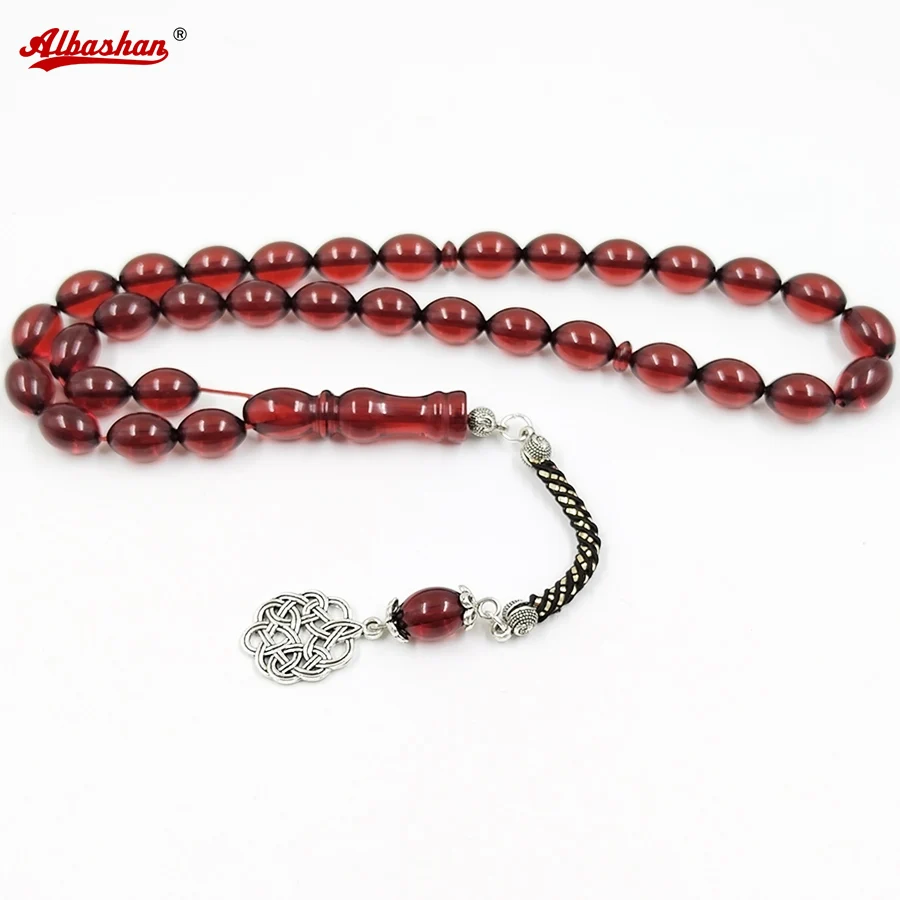 Red Resin Tasbih Muslim bracelet 33 bead rosary Red Bracelets Beads Tarbons islamic tespih arabic Men's accessories