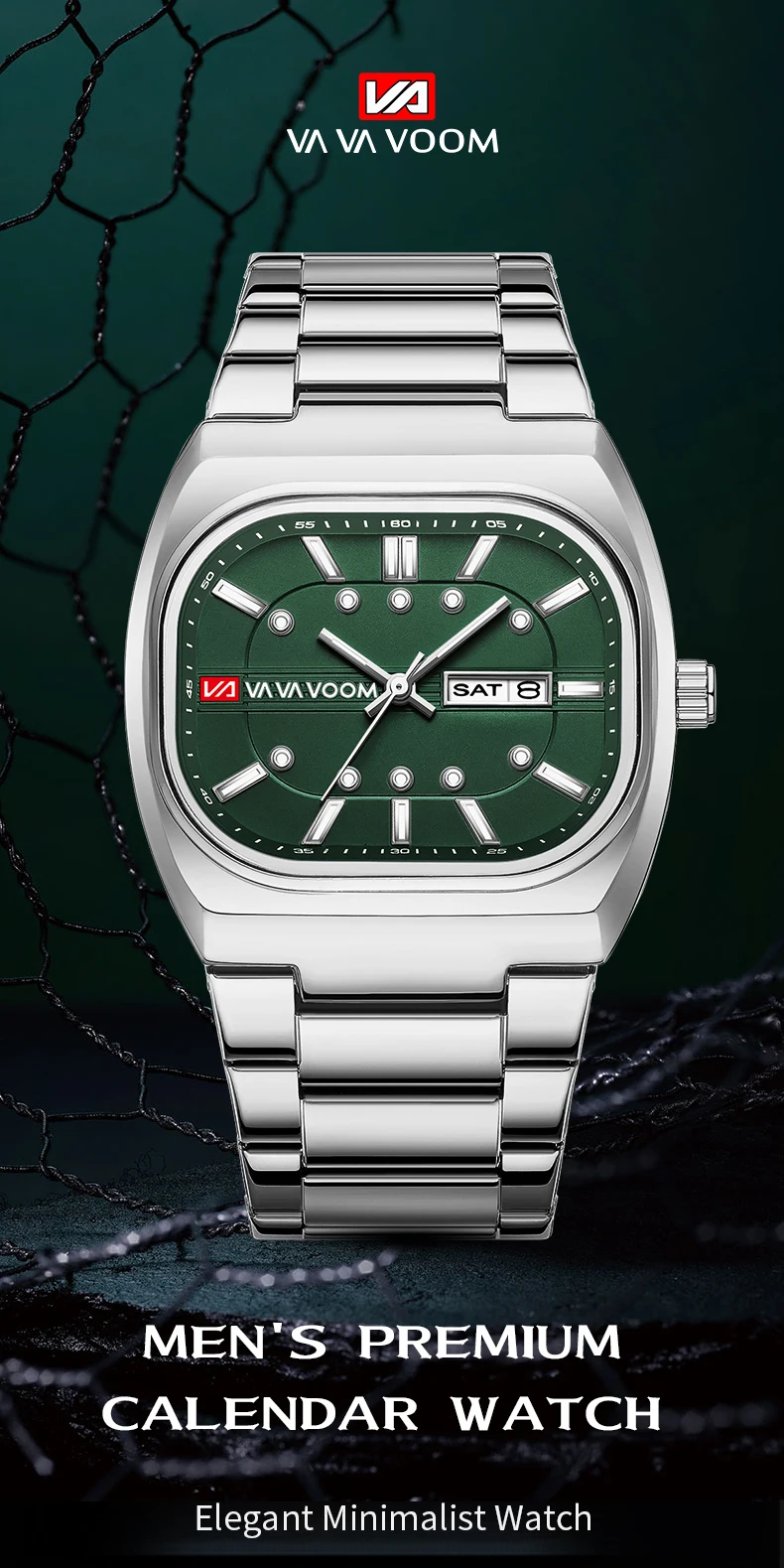 Herren-Quarzuhr mit Edelstahlarmband, 40mm Rechteckiges Zifferblatt, 3 Bar Wasserdicht, Modischer Business-Stil, Tägliche Casual-Uhr, Relogios – Detail 1