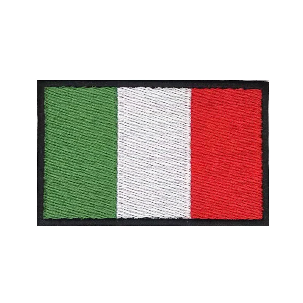 1PC Italian Flag Italy Armband Embroidered Patch Hook & Loop Or Iron On Embroidery  Badge Cloth Military Moral Stripe