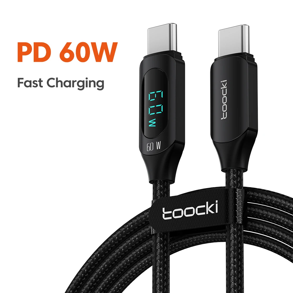 Toocki X03 100 W USB-C-auf-C-Kabel für iPhone 15 5 A, Digitalanzeige, Hochgeschwindigkeits-Typ-C-Kabel für Samsung, buntes Ladegerät, Datenkabel