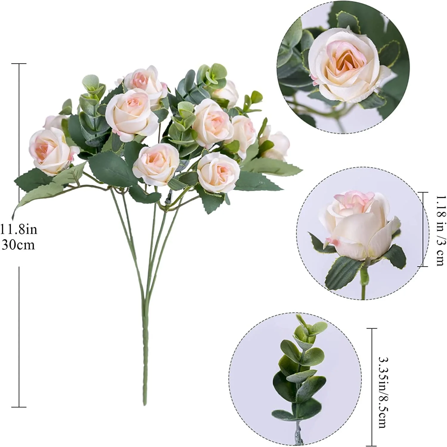 15 Köpfe Künstliche Seidenrosen Brautstrauß für Heim, Hochzeit, Blumenarrangement, Garten, Künstliche Blumen, DIY-Geschenk, Deko – Detail 32