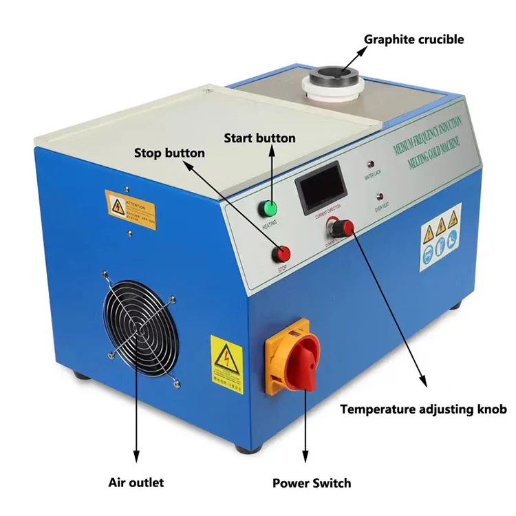 

Hot selling portable mini Induction gold melting furnace electric 1-4kg 220v 3.5kw