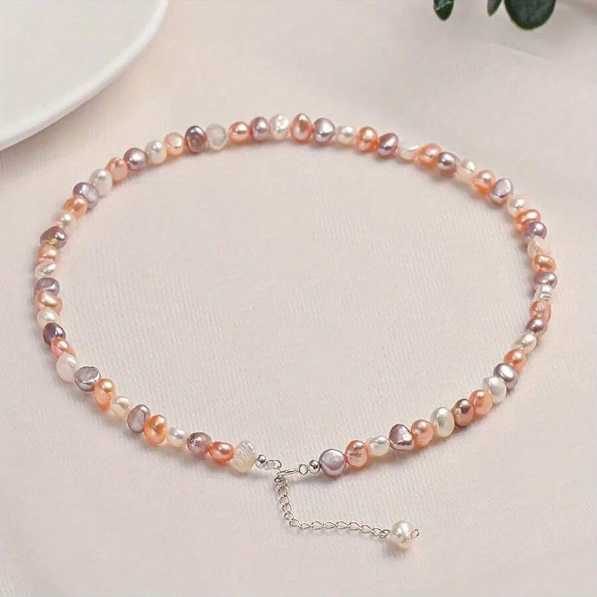 Natural Freshwater Baroque Pearl Necklace Candy Color Two Sides Smooth Mixed Beads Elegant Fashion Choker