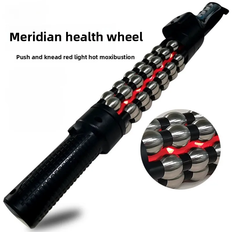 Red LED Relaxed Heated Massage Device Roll Massager 360° Rotate Inner Ball Roller for Full Body Anti Cellulite Slimming Massager