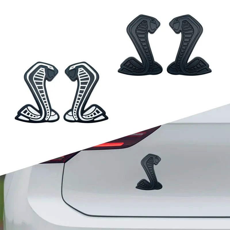 Car Styling Metal Mustang Snake Cobra Emblem Front Grille Badge Sticker Trunk Body Decor For Ford Mustang Kuga Fiesta Shelby GT