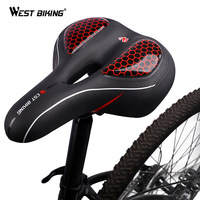 WEST BIKING One-piece Design With Tail Light Bicycle Saddle Thickened Silicone Cozy Ride Waterproof Leather MTB Road Bike Seat