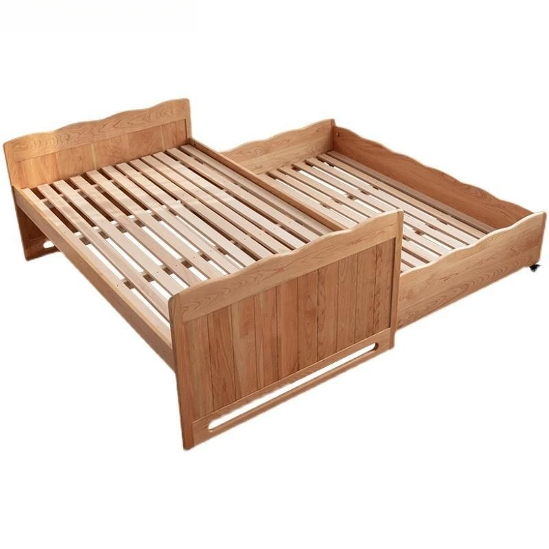 mall apartment, all solid wood push-pull mother and child bed Japanese simple upper and lower double-layer high and low bed