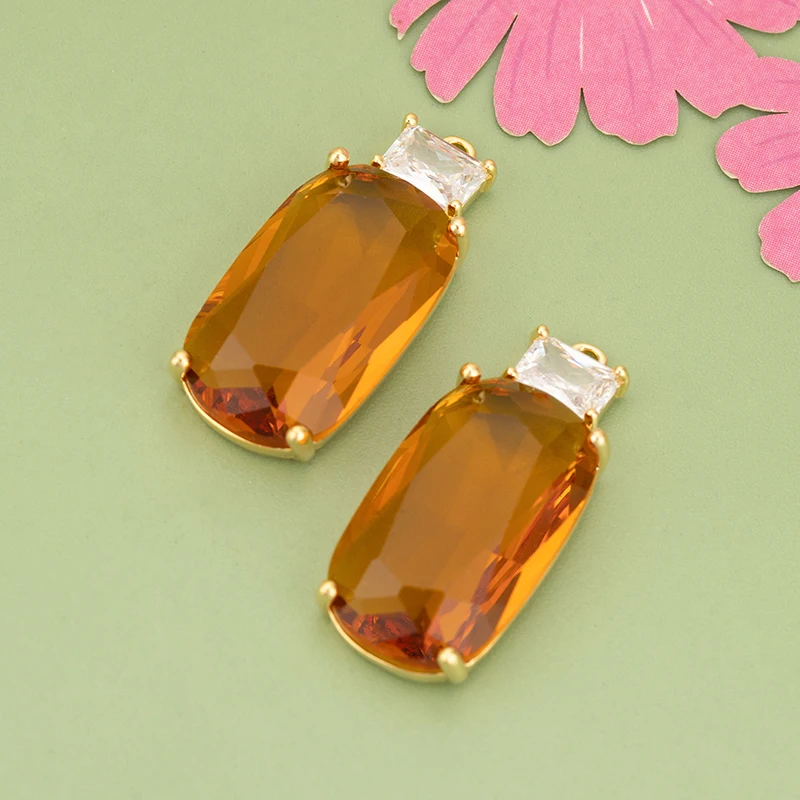assoonas, 4 Stück/Set, MG86, Schmuckzubehör, 18k Gold rhodiniert, Kupfer, Anhänger, Glas, handgefertigt, Schmuckherstellung, DIY-Anhänger – Detail 1