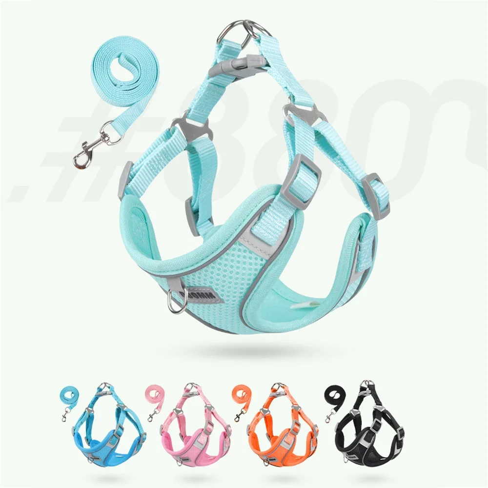 Mesh Breathable Pet Harness for Small Medium Dogs Outdoor Puppy Dog Harnesses and Leash for Walking Pomeranian Mascotas Supplies