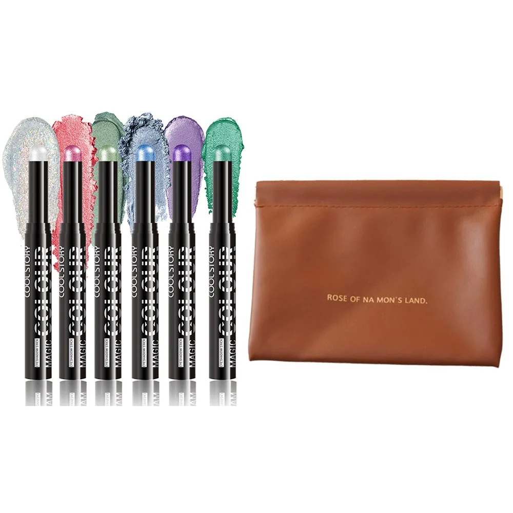 

Shimmer Glitter Eye Shadow Stick Set Easy To Color Long Lasting Pearlescent Eyeshadow Waterproof Face Highlight Eyeshadow Pencil