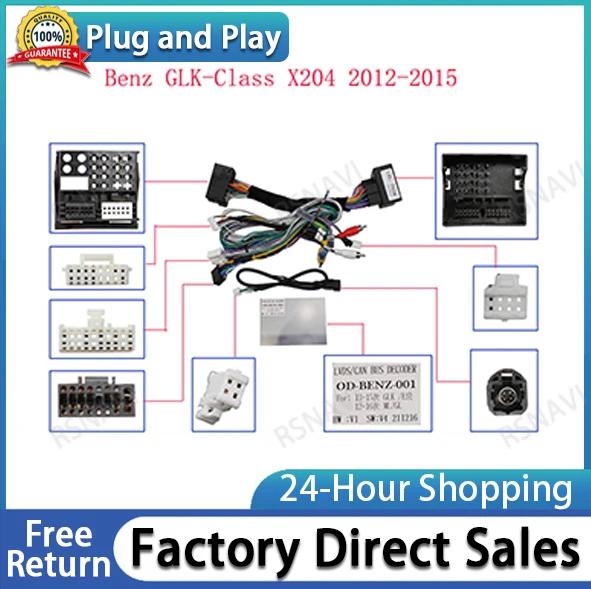 

Car 16pin Wiring Harness Adapter Canbus Box Decoder For Benz E C GLK X204 GLC X253 2012-2015 Android Radio Power Cable